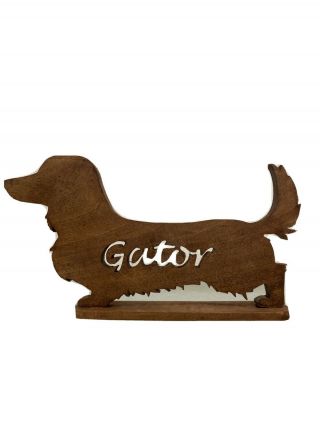 Personalized Wooden Long Hair Dachshund Statue / Pet Memorial