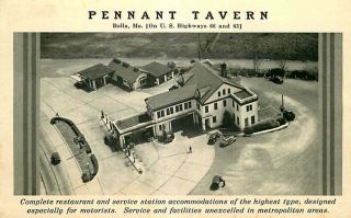 Route 66 Roadside Postcard - Pennant Tavern & Gas Station,  Rolla,  Missouri