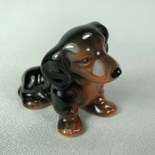 A Seldom Seen Goebel Germany Figurine Of A Dachshund Puppy Dog,  Black/tan