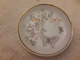 Avon Vintage Butterfly Flower Mini Small Jewelry Plate Saucer 22k Gold Trim 1979