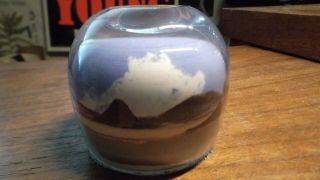 Vintage Painted Desert Sands Glass Paperweight Hand Made By Arizona Artist.