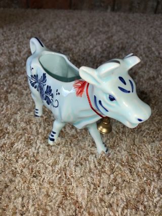 Vintage Porcelain Ceramic Blue Willow Holland Cow Creamer Figurine Dbl
