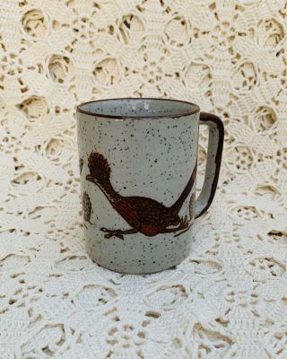 Vintage Stoneware Road Runner Coffee Cup Mug