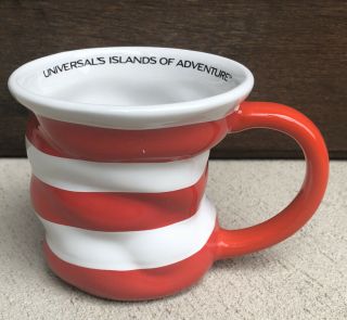 Universal Studios Cat In The Hat Coffee Mug Cup Dr Seuss Red White Stripe Large