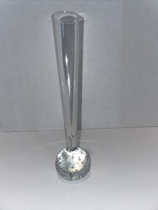 Vintage Paperweight Bud Vase Clear Bubble Glass Bottom - 8 " Tall