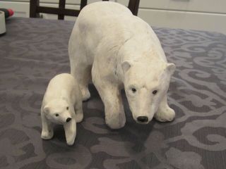 Vintage Polar Bear,  1975 Duncan Ceramic Prod.  Inc.  With Baby Bear