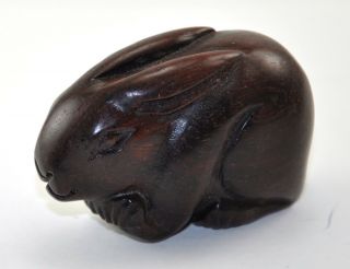 Vintage Rabbit Bunny Natural Solid Wood Tree Root Hand Carved Carving Figurine 1
