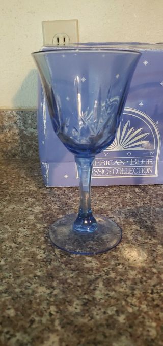 Set of 2 Vintage Avon Fostoria American Light Blue Classic Water Wine Goblets 2