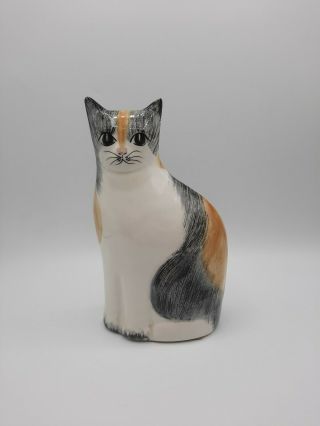 Vintage Ns Gustin Cat Figurine Tabby White Brown And Black Folk Art Country