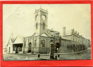 Real Photo Postcard,  Clock Tower & Market Hall,  Kington,  Herefordshire Pmk 1904