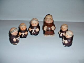 5 - Vintage " Goebel Friars Salt & Pepper Shakers & One Unknown Friar.