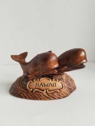 Vintage Hawaii Souvenir Whale Salt And Pepper Shakers Ceramic