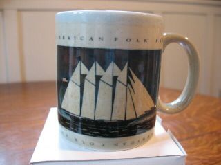 Vintage Warren Kimble American Folk Art Sailing Ship Otagiri Mug