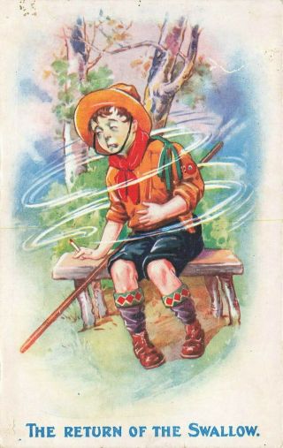 Bamforth Comic Postcard: Boy Scout & Scouting Theme