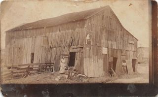 H53/ Lancaster Ohio Rppc Postcard 1911 Farm Barn Structure Woman