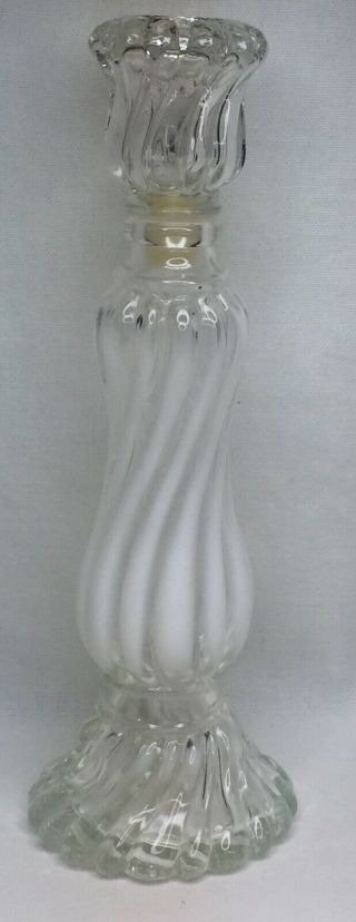 Vintage Avon Perfume Clear/ Frosted Twisted Glass Bottle Vase W/stopper 9 3/8 "