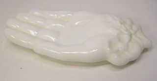 Avon Hand Ring Holder Soap Dish Milk Glass White Flowers At Wrist Open Palm