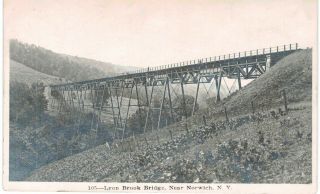 Norwich Rppc Lyon Brook Bridge Real Photo 1910 Ny