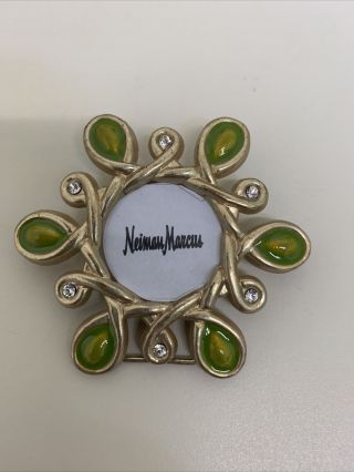 Neiman Marcus Jay Strongwater Mini Rhinestone & Green Enamel Picture Frame Clip
