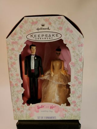 Vintage Barbie And Ken Wedding Day Bride Groom Hallmark Keepsake Ornaments 1997