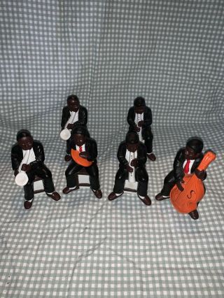 Set Of 4 (, 2 Duplicates) Vintage Ceramic Black Americana Jazz Musicians Figures