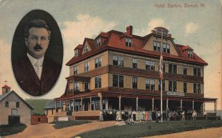 Hotel Barton,  Barton,  Vermont,  Early Postcard,  In 1912,  R.  P.  O.  Cancel