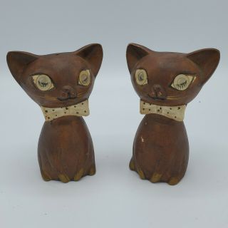 Vintage Lego Japan Siamese Cat Salt And Pepper Shakers Set Brown Siamese Winking