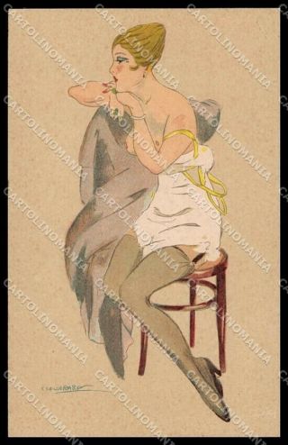 Artist Signed Calderara Risque Lady Tights Donnina Serie 3241 - 5 Pc Zg3801