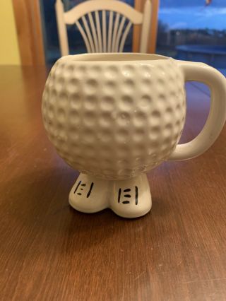 Golf Ball Footed Coffee Tea Cocoa Mug Cup Dimpled With Feet Golf Shoes 12 Oz