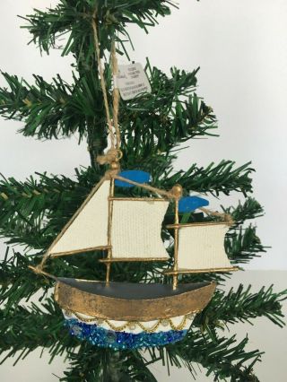 Hallmark Christmas Ornament Seas The Day Sailboat Metal Sailor Sailing Boat Gift