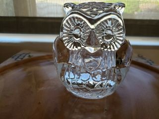 Vintage Partylite Glass Owl Candle Holder With Sticker
