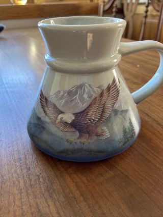 Vintage Otagiri Japan Hand Crafted Eagle Country No Spill Travel Coffee Cup Mug
