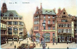 Cologne Koln Germany Postcard 1911 Wallraffsplatz Street View Restaurants Jj