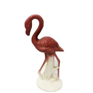Vintage Small Flamingo Bird Figurine Statuette Glazed Ceramic 4 "