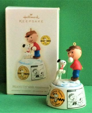 Hallmark 2009 Keepsake Peanuts 60th Anniversary Ornament Charlie Brown & Snoopy
