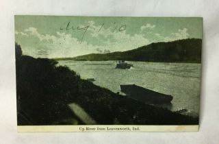 1910 Postcard Boat On Ohio River Upriver From Leavenworth Indiana