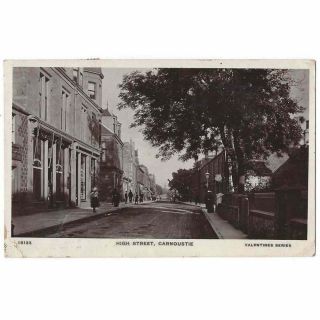 Carnoustie High Street,  Rp Postcard By Valentine Postmark Carnoustie 1911