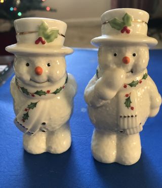Lenox | Happy Holly Days Snowman | Salt And Pepper Christmas Shaker Set | 4 " Tall