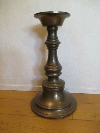 Vintage Large 12.  5 " Solid Brass Candle Holder Made In Hong Kong