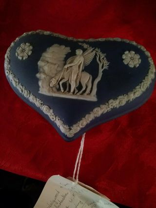Vintage 1926 Wedgewood Blue Heart Trinket Box With Lid