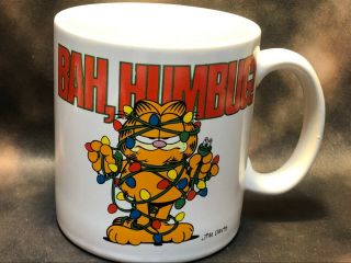Garfield 1978 Vintage Coffee Tea Mug Jim Davis " Bah Humbug " Christmas Holiday