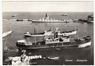 Italy; Savona,  The Outer Port Rp Ppc,  C 1957,  Decomissioned Warship " Rivadavia "