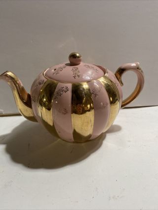 Vintage Gibsons Staffordshire England Pink/gold Teapot T220 Rare