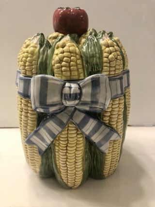 Fitz And Floyd Classics Corn On The Cob Canister Kitchen Decor Cookie Jar