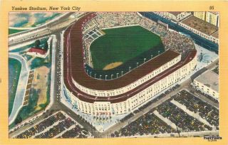 1930s York City Yankee Stadium Oumano Colorpicture Linen Postcard 8310