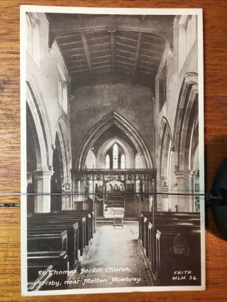❤️ C 1930’s Scare Postcard St Thomas Church Interior Frisby On The Wreake
