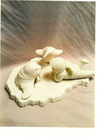 Snowbabies - Dept 56 - 1990 " Who Are You? " Walrus,  Penguin,  Snowbaby On Ice