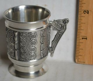 Vintage Miniature Mullingar Pewter Ireland Celtic Styled Tankard Mug