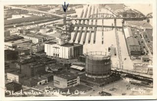 Ekc Rppc Or Portland Aerial View Of 1948 Flood Waters By Union Station M40