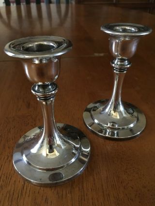 Set Of 2 Vintage Oneida Silversmiths Silver Plate Candle Holders 4“ Tall